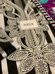Maria B M-Print MPT-2609-B | Black & White Stripe  -  Lawn With Chiffon Dupatta Collection