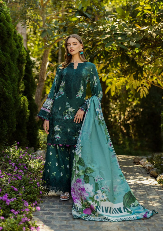 Elaf Premium Jade Embrace ELK-07B | Green - Lawn Chikankari Collection