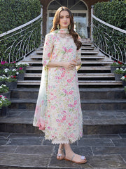 Crimson  | Off White Cream Multi  - Printed Lawn Chikankari Collection
