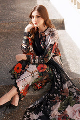 Baroque | Black Multi-Flower - Lawn With Chiffon Dupatta Collection