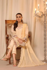 Adan Libas Peach Luxury Lawn Chikankari Embroidery Dress 3pc