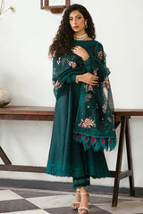 Jazmin Dark Green Shiffle Chikankari Dress 3pc