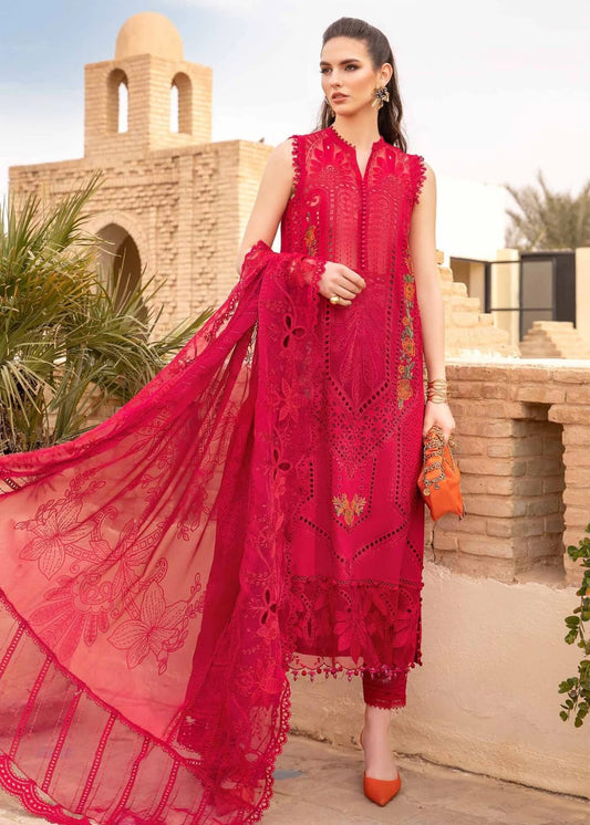 Maria B Red Chikankari Lawn Embroidery New Arrival 3pc
