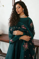 Jazmin Dark Green Shiffle Chikankari Dress 3pc
