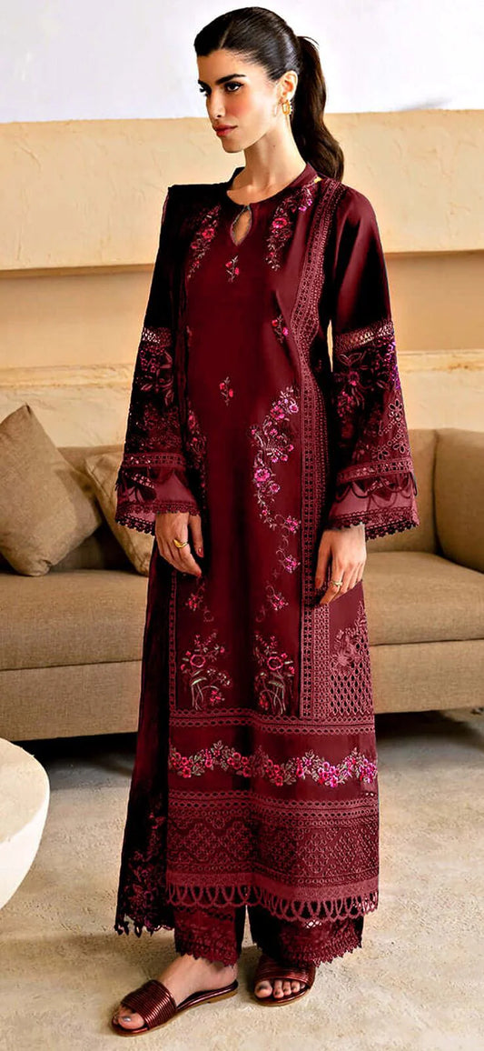 Afrozeh | Maroon - Lawn Cotton Chikankari Collection