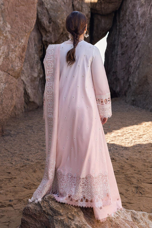 QALAMKAR PINK CHIKANKARI LAWN EMB DRESS 3PC