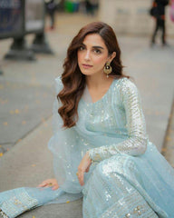 MAYA AVELINE SKY BLUE CHIFFON DRESS