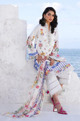 SS Muzlin White Pure Lawn Digital Embroidery Dress 3pc