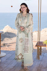 Qalamkar Light Green Chikankari Embroidery Dress