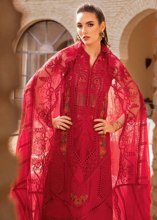 Maria B Red Chikankari Lawn Embroidery New Arrival 3pc