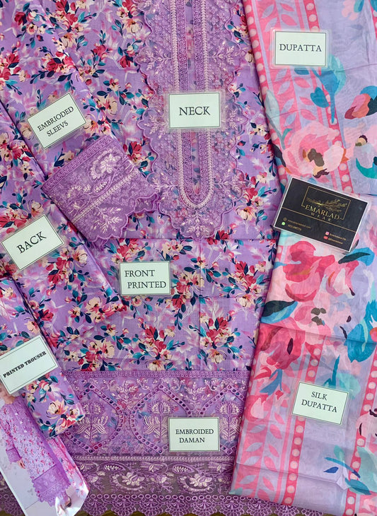 Afrozeh Purple Digital Emb New Arrival Lawn 3pc