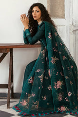 Jazmin Dark Green Shiffle Chikankari Dress 3pc