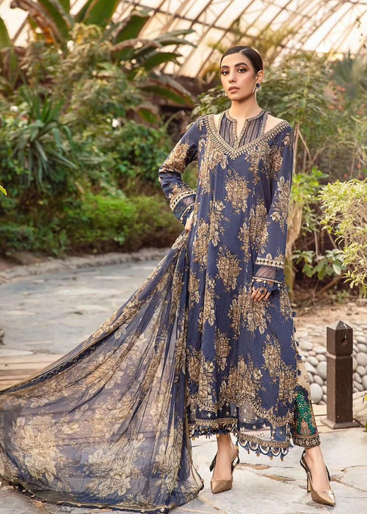 Maria B Blue front Emb New Arrival Lawn 3pc