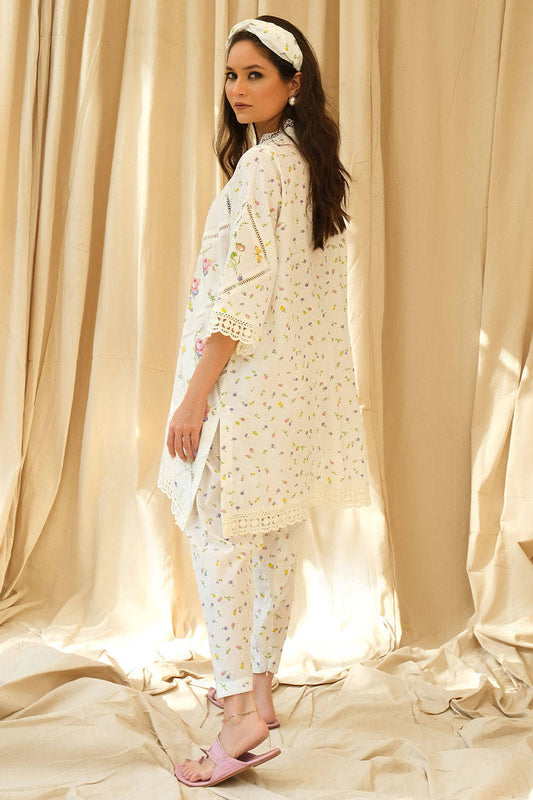 FARIDA HASSAN WHITE NEW  CHIKANKARI LAWN DRESS 3PC