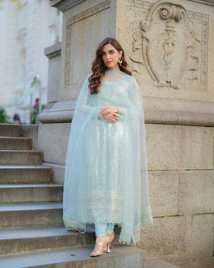 MAYA AVELINE SKY BLUE CHIFFON DRESS