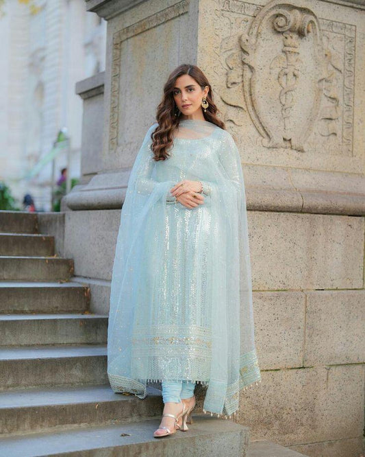 MAYA AVELINE SKY BLUE CHIFFON DRESS