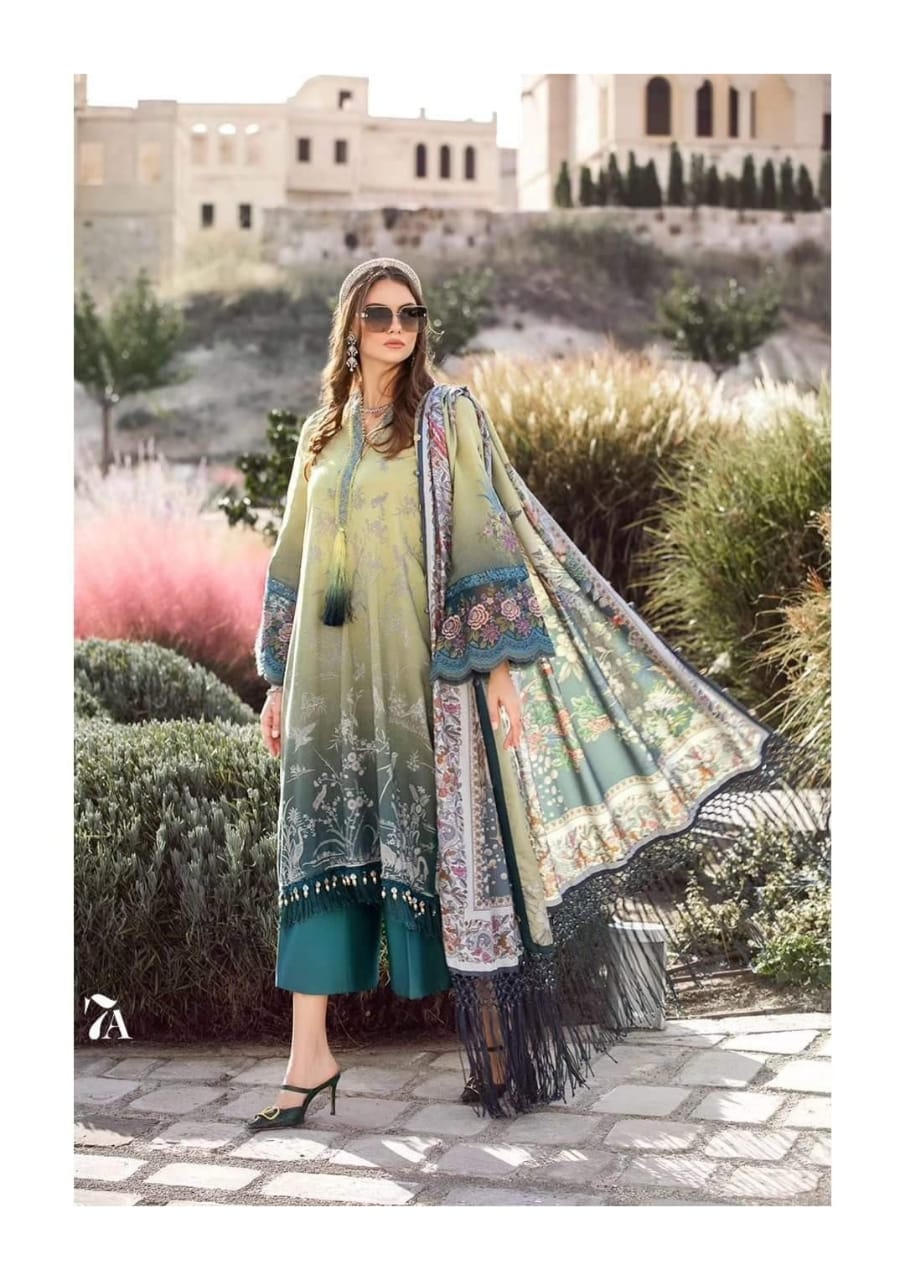 Maria B Green Digital Emb New Arrival Pure Lawn 3pc