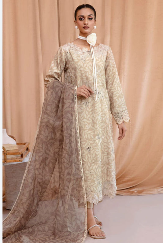 Mushq Designer Wear Skin Embroidery Dress Swiss Lawn