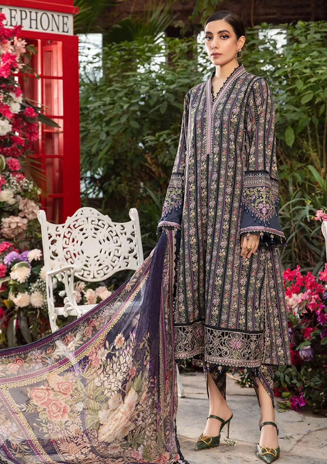 Maria B Blue lining Emb New Arrival Lawn 3pc