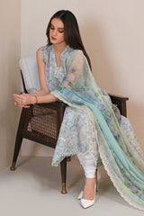 Baroque Sky Pure Lawn Embroidery Digital Chikankari New Arrival
