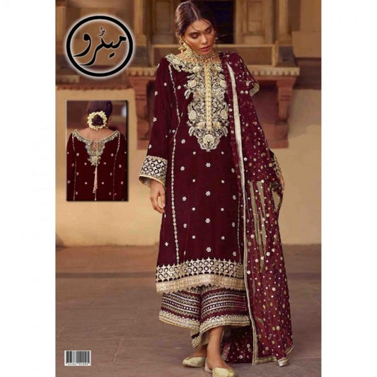 ANNUS ABRAR VELVET COLLECTION MAROON 3PC